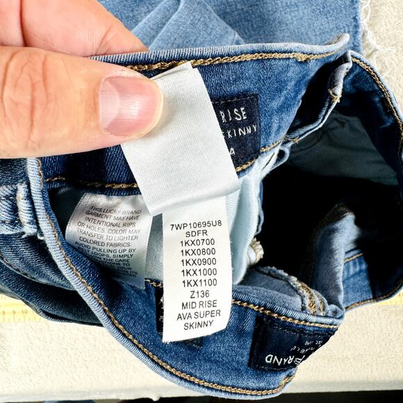 Lucky Brand Jeans Womens 4 Medium‎ Wash Blue Denim Mid Rise Super Skinny Ava - Picture 7 of 10